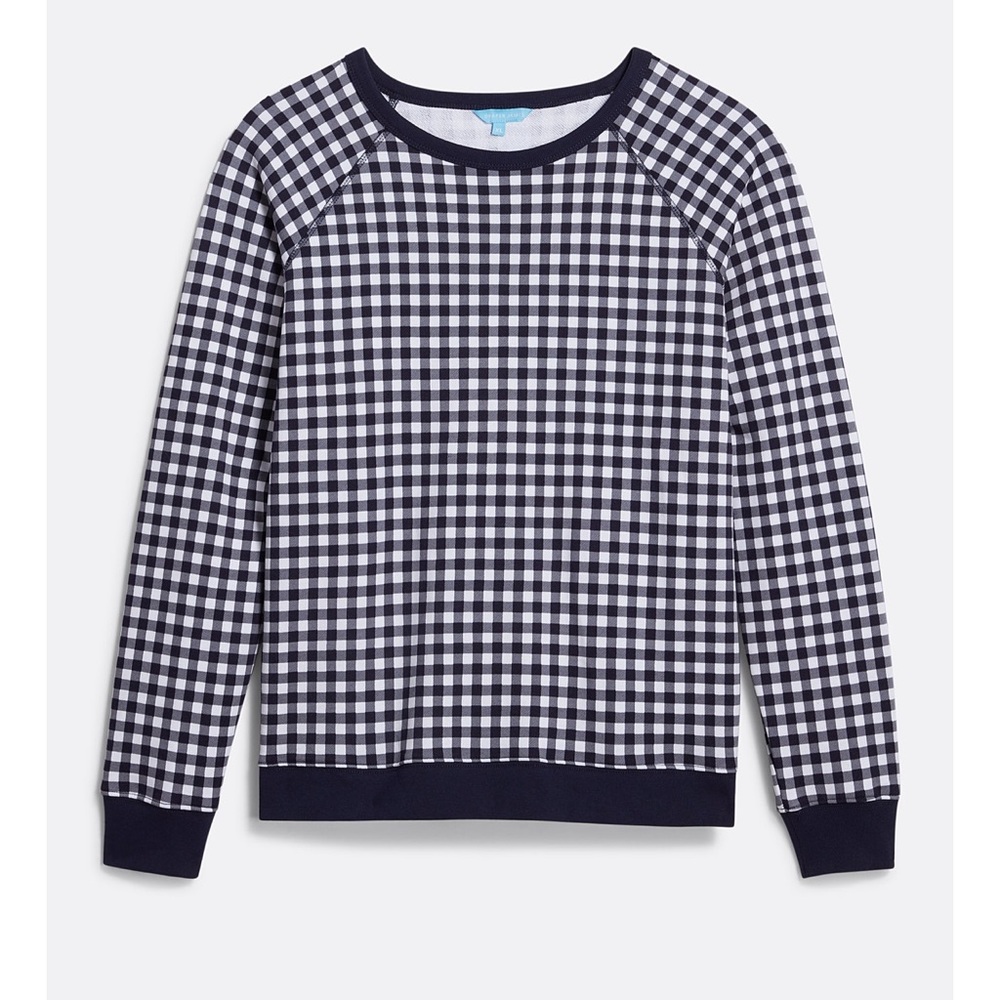 Draper James Natalie navy gingham sweatshirt